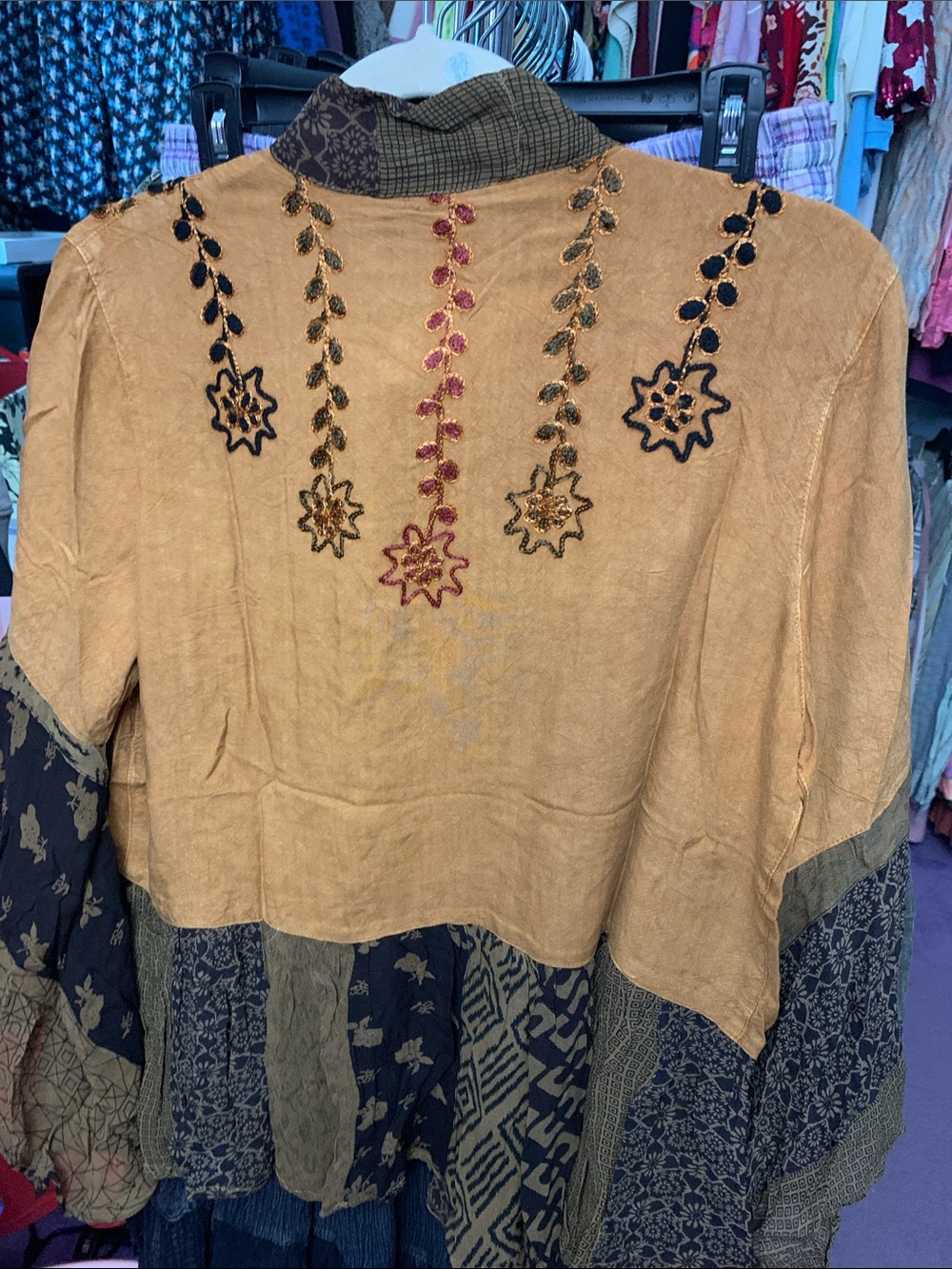 🌹 Mustard Embroidered Open-Front Kimono - Picture 3 of 3